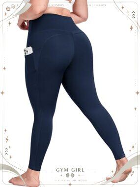 Plus Size Yoga Pants with Pockets High Waisted Tummy Control Leggings